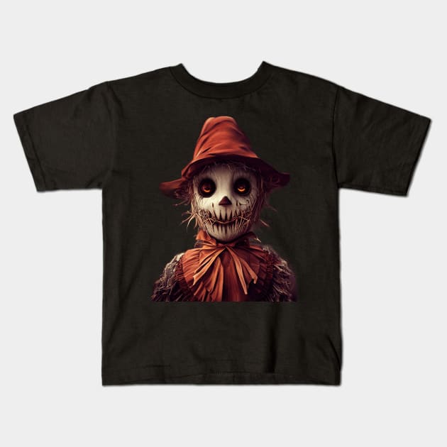 Spooky Scarecrow Halloween Scary Design Kids T-Shirt by JustPick